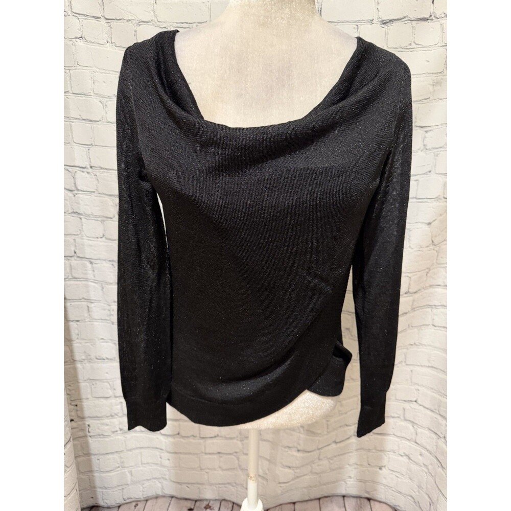 Inc International Concepts Black Draped Metallic Sweater Small
